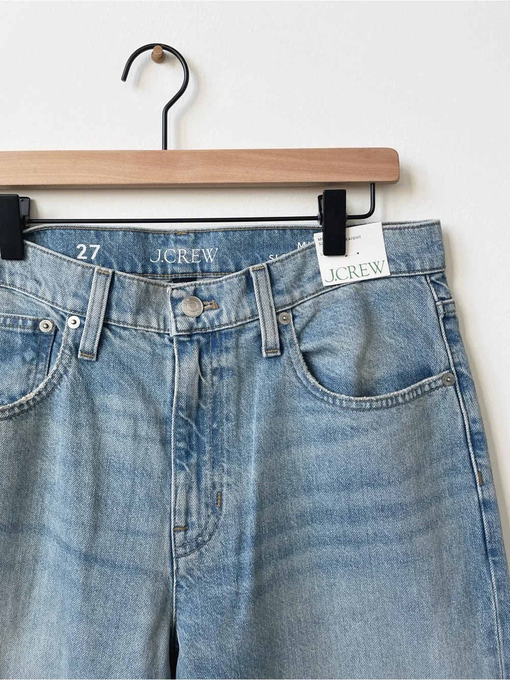 J. Crew Slouchy-straight Jeans with Paint Splatter in Ice Blue Wash Size 27